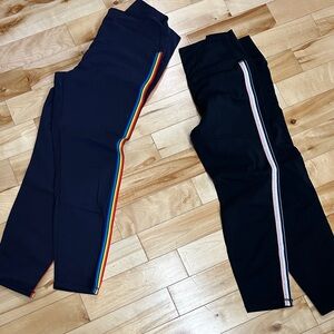 Zyia Women’s Black and Navy Leggings with Rainbow Stripe2 pair like NEW